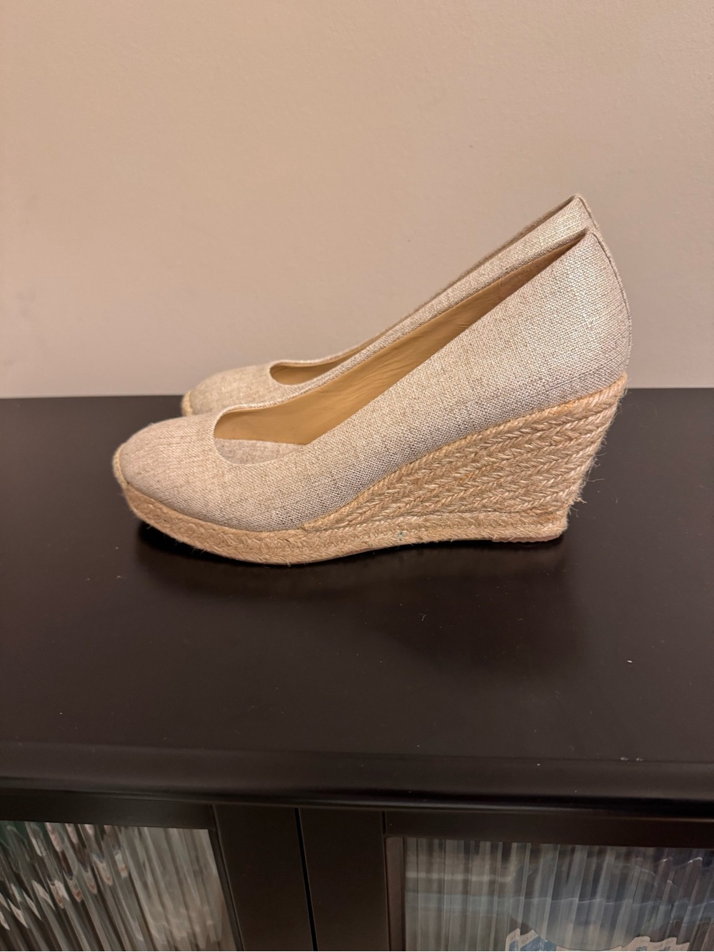 J. Crew Natural Linen Espadrille Wedge Pumps - Picture 3 of 6